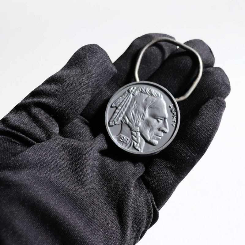アメリカン雑貨|USAヴィンテージキーホルダー・バッファローニッケル5セント硬貨・銀行ノベルティRARE COIN SHOWRINGS
