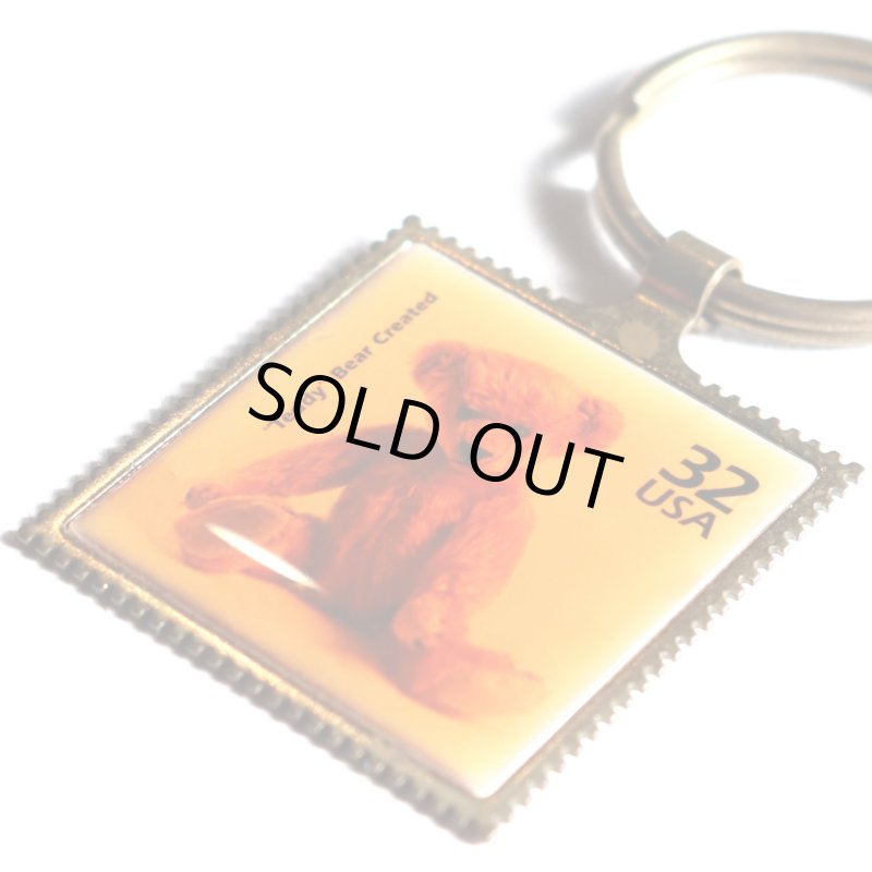 アメリカン雑貨｜USAコレクティブルキーホルダー1998・Teddy Bear Created・テディベア・くま・切手・USPS