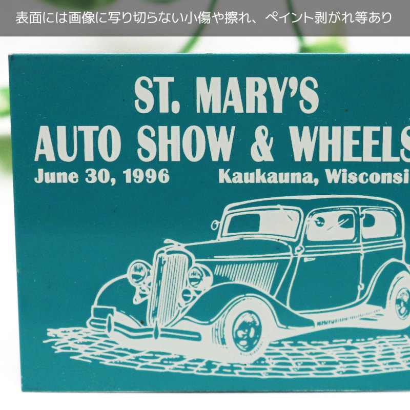 USAヴィンテージクラシックカーショーダッシュボードプラークST.MARY'S AUTO SHOW & WHEELS青緑|アメリカン看板
