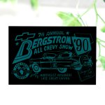 USAヴィンテージクラシックカーショーダッシュボードプラークBERGSTROM ALL CHEVY SHOW '90黒|アメリカン看板