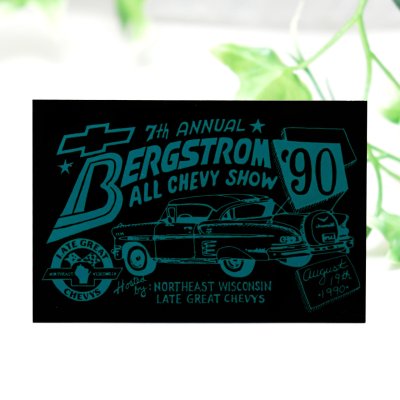 画像1: USAヴィンテージクラシックカーショーダッシュボードプラークBERGSTROM ALL CHEVY SHOW '90黒|アメリカン看板