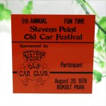 USAヴィンテージクラシックカーショーダッシュボードプラークStevens Point Old Car Festival 1978橙｜アメリカン看板