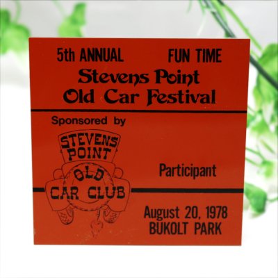 画像1: USAヴィンテージクラシックカーショーダッシュボードプラークStevens Point Old Car Festival 1978橙｜アメリカン看板