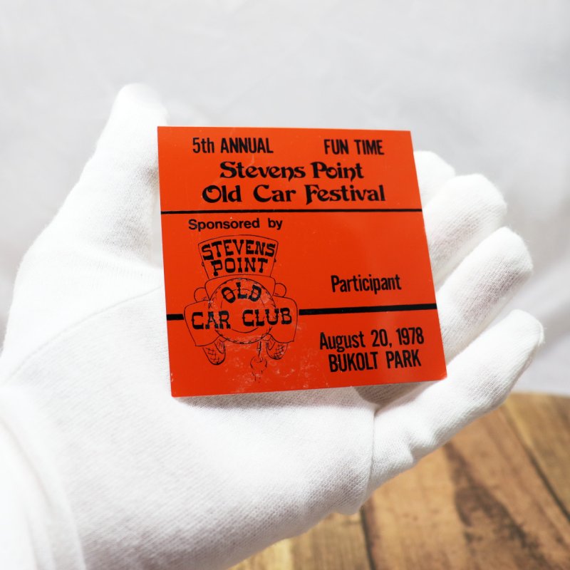 USAヴィンテージクラシックカーショーダッシュボードプラークStevens Point Old Car Festival 1978橙｜アメリカン看板