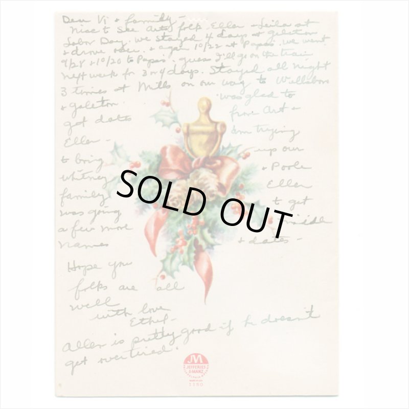 画像3: USAヴィンテージ1950年紙ものクリスマスカード｜聖母子聖母マリアポインセチア・アンティークポストカード (3)