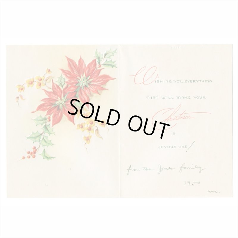 画像2: USAヴィンテージ1950年紙ものクリスマスカード｜聖母子聖母マリアポインセチア・アンティークポストカード (2)