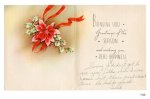 画像9: USAヴィンテージ1950年代紙ものクリスマスカード｜ポインセチア・リボン・ヒイラギ・アンティークカード (9)