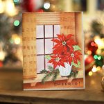 画像7: USAヴィンテージ1950年代紙ものクリスマスカード｜ポインセチア・もみの木・窓辺cheerioアンティークカード (7)