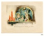 画像4: USAアンティーククリスマスカード1920年代紙もの｜クリスマスイブに賛美歌クリスマスキャロルを歌う家族 (4)