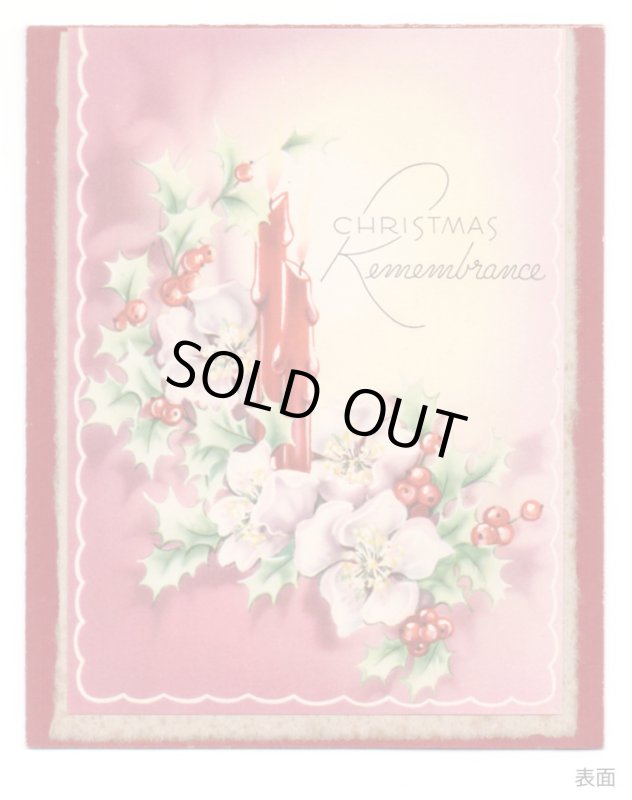 画像4: USAヴィンテージ1950年紙ものクリスマスカード｜クリスマスローズとヒイラギのアンティークカード (4)