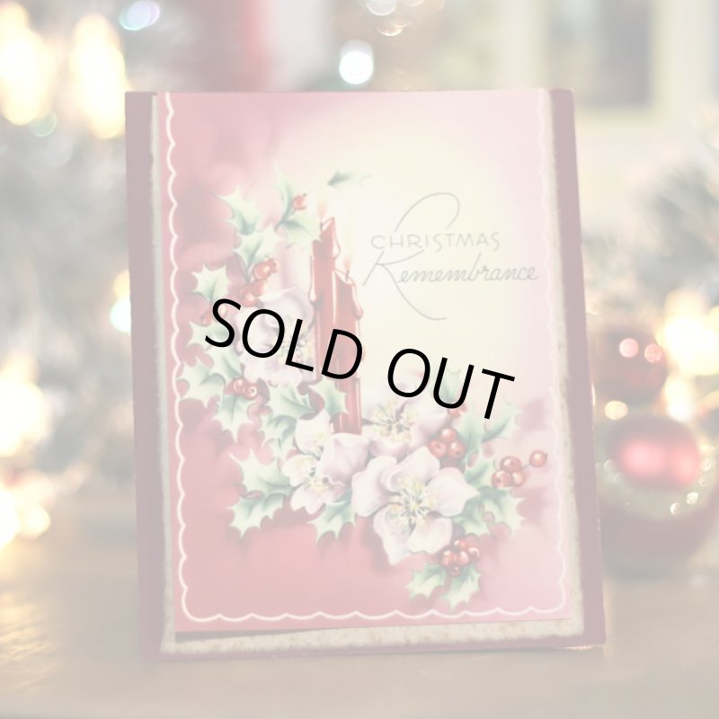 画像7: USAヴィンテージ1950年紙ものクリスマスカード｜クリスマスローズとヒイラギのアンティークカード (7)