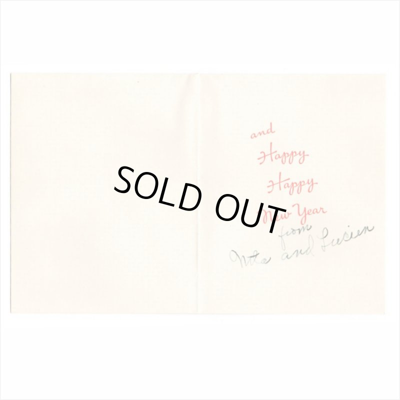 画像3: USAヴィンテージ1950年代紙ものクリスマスカード｜柊ひいらぎとフラッグ三角旗のアンティークカード (3)