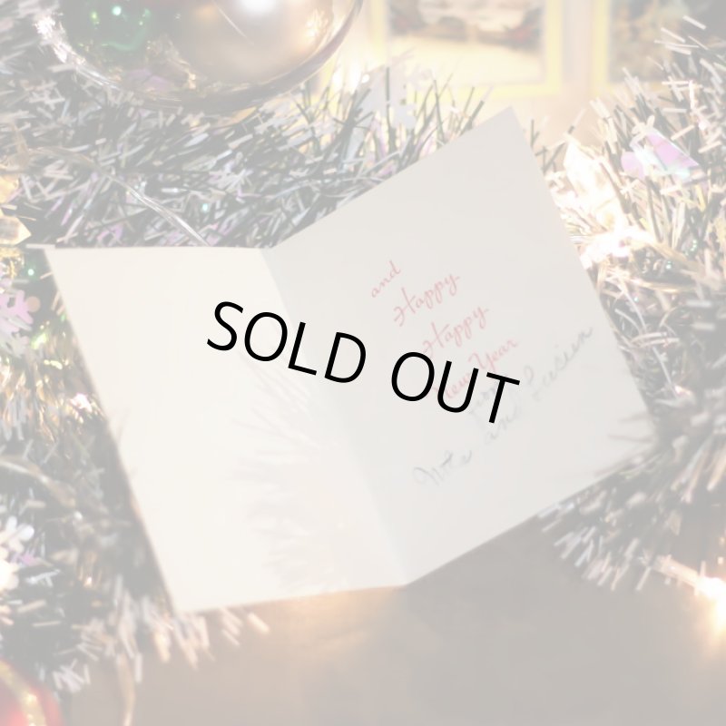 画像9: USAヴィンテージ1950年代紙ものクリスマスカード｜柊ひいらぎとフラッグ三角旗のアンティークカード (9)