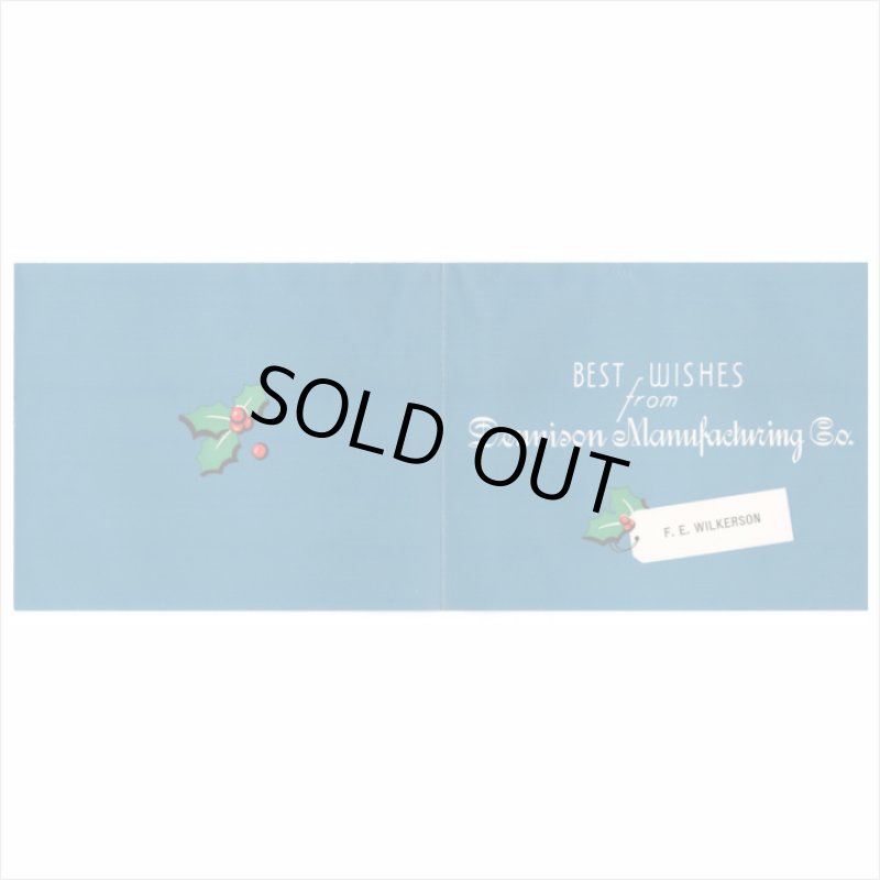 画像3: USAヴィンテージ1950年代紙ものクリスマスカード｜Dennisonタグ荷札・柊ひいらぎのアンティークカード (3)