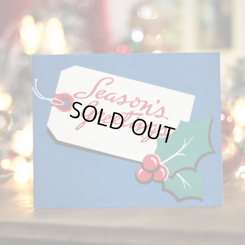 画像7: USAヴィンテージ1950年代紙ものクリスマスカード｜Dennisonタグ荷札・柊ひいらぎのアンティークカード (7)