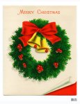 画像4: USAヴィンテージ1950年代クリスマスカードもみの木のリースとジングルベル｜アンティーク紙もの (4)