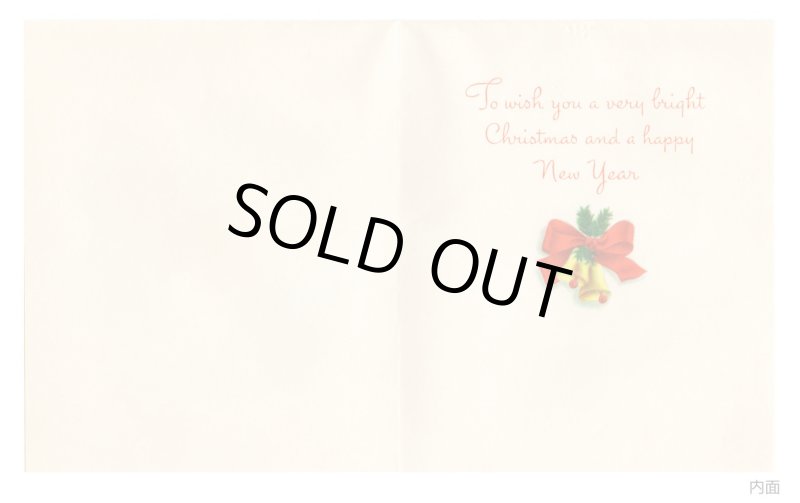 画像6: USAヴィンテージ1950年代クリスマスカードもみの木のリースとジングルベル｜アンティーク紙もの (6)