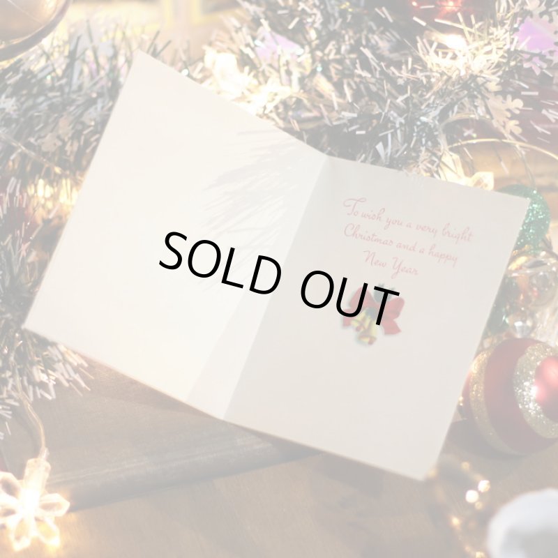 画像9: USAヴィンテージ1950年代クリスマスカードもみの木のリースとジングルベル｜アンティーク紙もの (9)