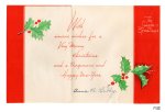画像6: USAヴィンテージ1940年代柊とリボン真っ赤なクリスマスカード｜アンティーク紙ものグリーティング (6)