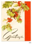画像5: USAヴィンテージ1940年代紙ものクリスマスカード｜柊・ひいらぎアンティークグリーティングカード (5)