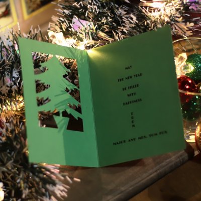 画像2: USAヴィンテージ1940年代紙ものクリスマスカード｜もみの木のクリスマスツリーアンティークカード