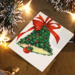 画像8: USAヴィンテージ1950年代紙ものクリスマスカード｜Hallmark柊・ひいらぎのジングルベルアンティークカード (8)