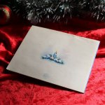 アンティーククリスマスカード｜USAヴィンテージ1940年代青いクリスマスキャンドル蝋燭