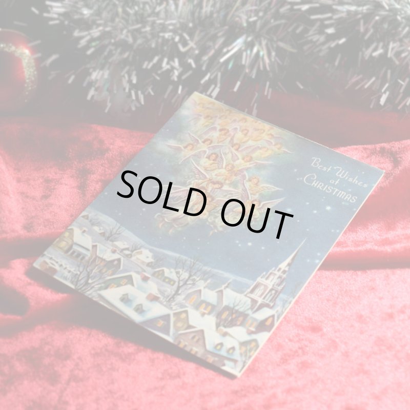 アンティーククリスマスカード|歌を歌う天使達・聖母像アンティークカード