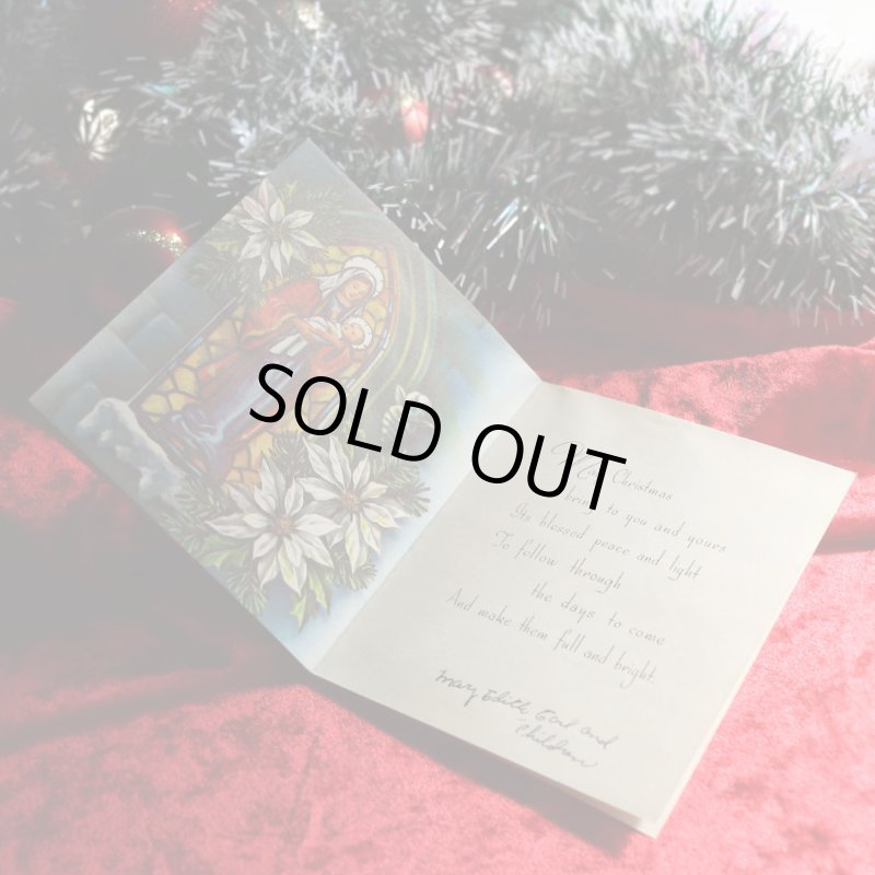 アンティーククリスマスカード|歌を歌う天使達・聖母像アンティークカード