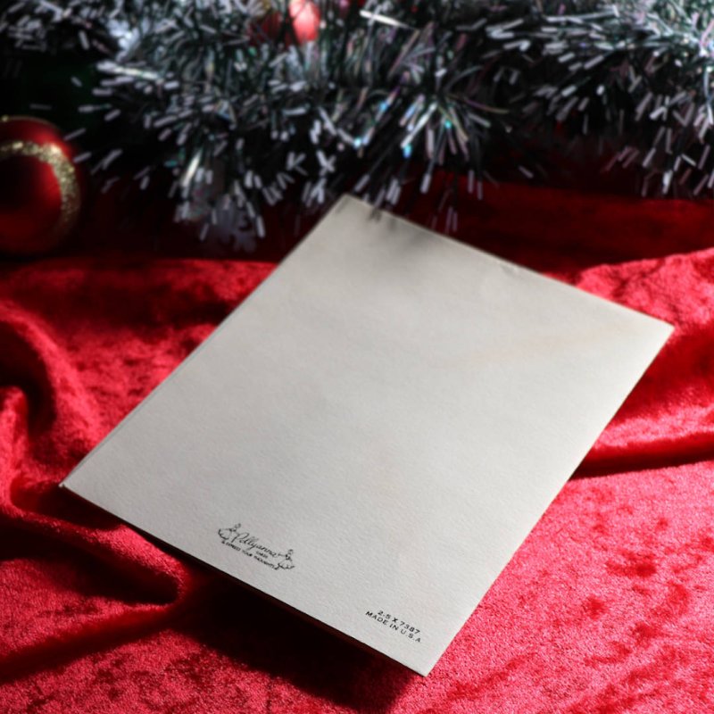 アンティーククリスマスカード|聖母子像とハープを奏でる天使アンティークカード