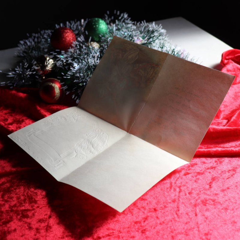 アンティーククリスマスカード|聖母子像とハープを奏でる天使アンティークカード