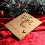 アンティーククリスマスカード｜おさげ髪の女の子アンティークカード1940年代