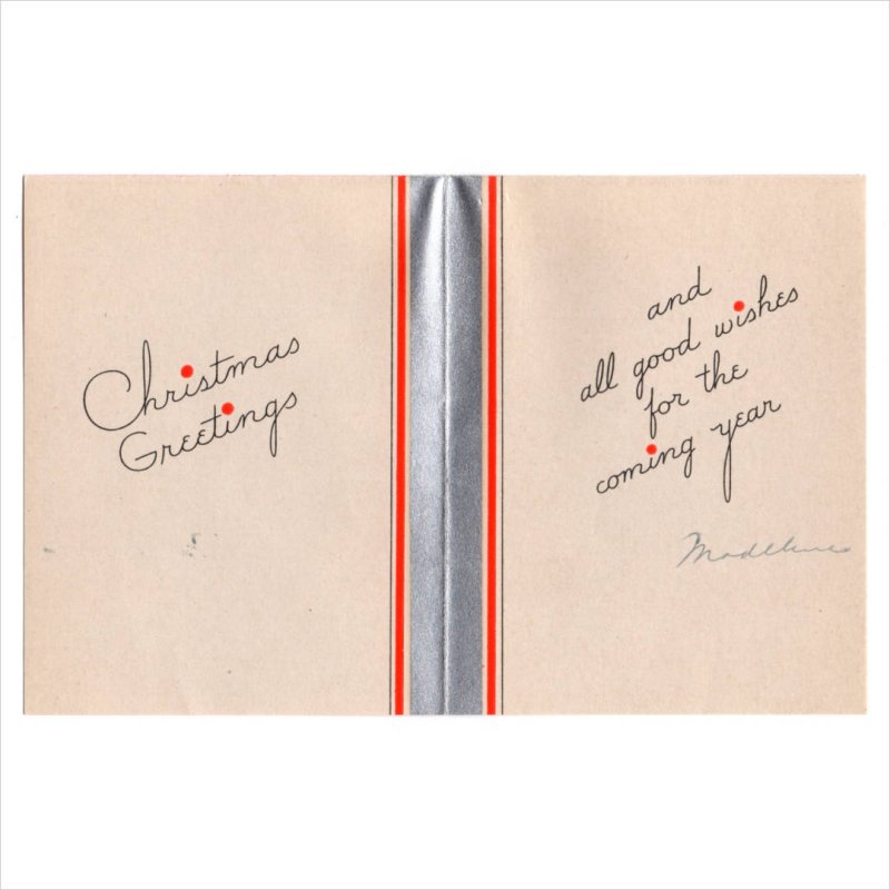 アンティーククリスマスカード紙もの|暖炉に飾り付けをする貴婦人ヴィンテージ1940年代