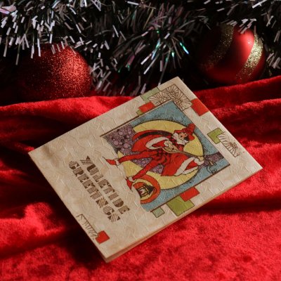 画像1: USAヴィンテージ1940年代紙ものクリスマスカード｜ユレタイドグリーティングカードアンティーク