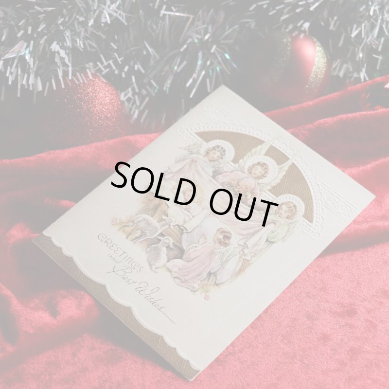 アンティーククリスマスカード紙もの|キリスト誕生・幼子イエスを祝福する天使達1940年代