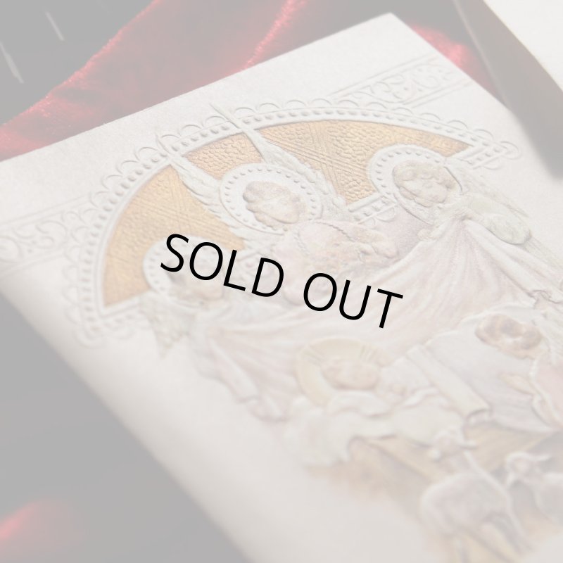 アンティーククリスマスカード紙もの|キリスト誕生・幼子イエスを祝福する天使達1940年代