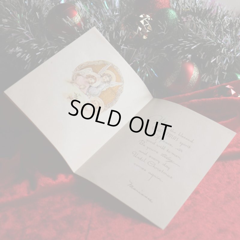 アンティーククリスマスカード紙もの|キリスト誕生・幼子イエスを祝福する天使達1940年代