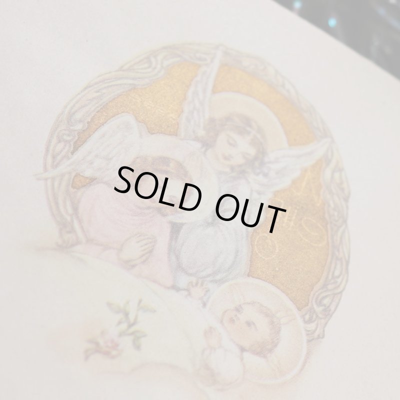 アンティーククリスマスカード紙もの|キリスト誕生・幼子イエスを祝福する天使達1940年代