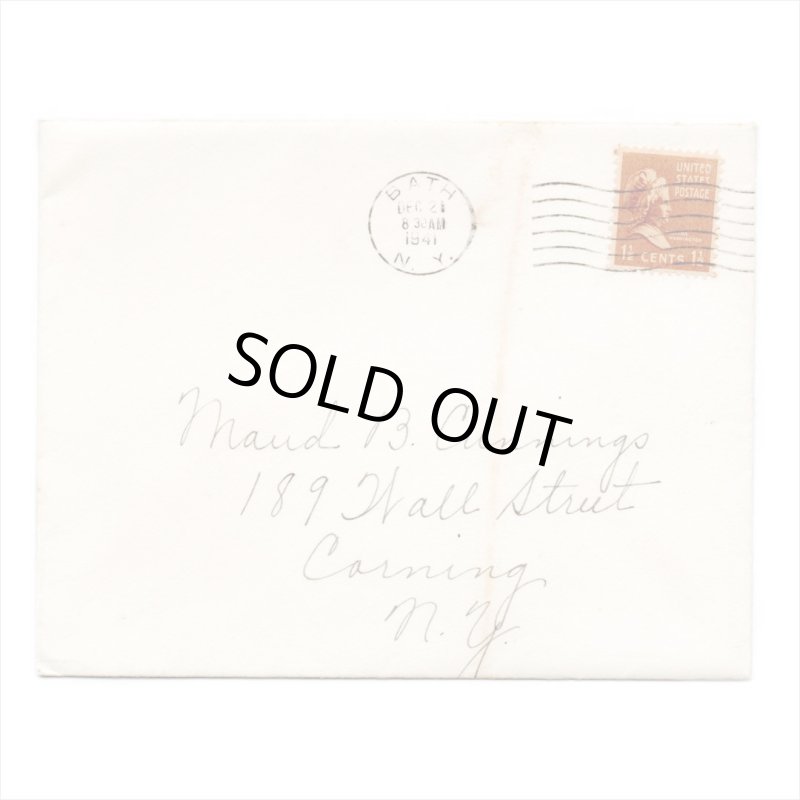 アンティーククリスマスカード紙もの｜クリスマスの準備をする男女1940年代ヴィンテージカード