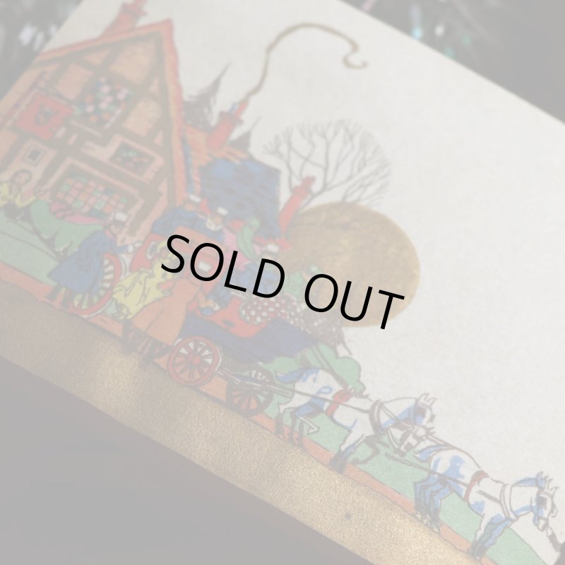 アンティーククリスマスカード紙もの｜クリスマスの準備をする男女1940年代ヴィンテージカード