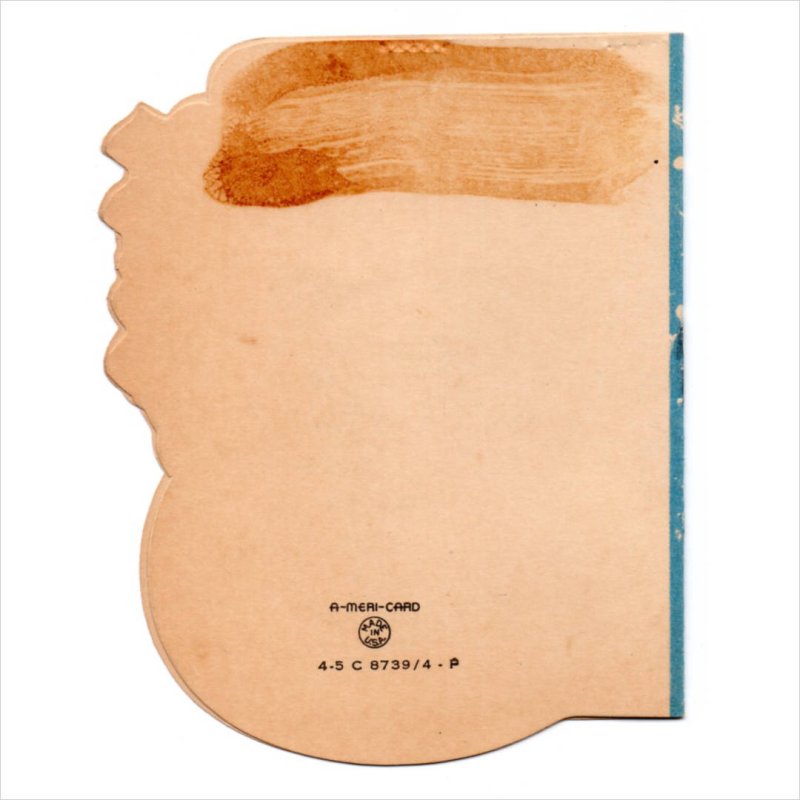 アンティーククリスマスカード紙もの｜ハットをかぶるスノーマン雪だるま1940年代ヴィンテージカード