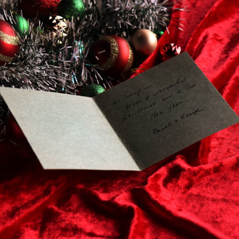 アンティーククリスマスカード紙もの｜トランペットを吹くスノーマン雪だるま1940年代ヴィンテージカード