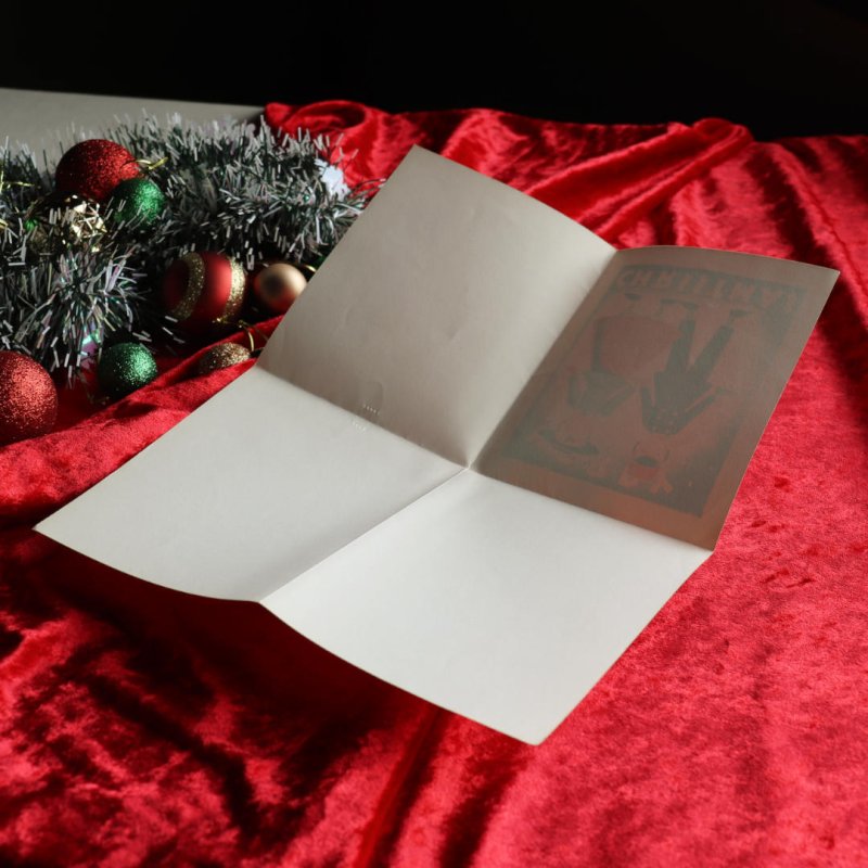 アンティーククリスマスカード紙もの｜帽子をかぶった男女メリークリスマスCHEERIOヴィンテージ1940年代