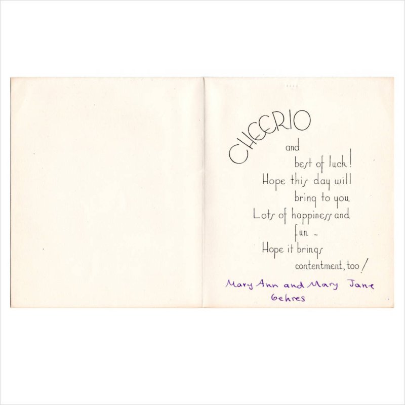 アンティーククリスマスカード紙もの｜帽子をかぶった男女メリークリスマスCHEERIOヴィンテージ1940年代