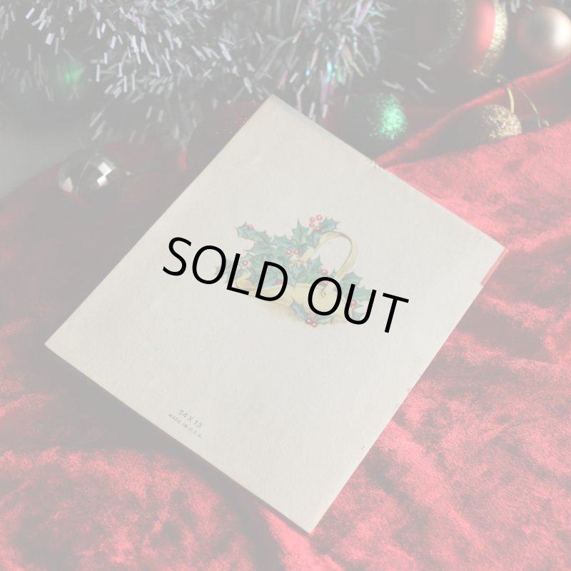 アンティーククリスマスカード紙もの｜暖炉の前でクリスマスの夢を見る子供と犬1940年代