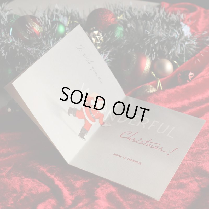 アンティーククリスマスカード紙もの｜ソファーで休憩するサンタクロース1940年代