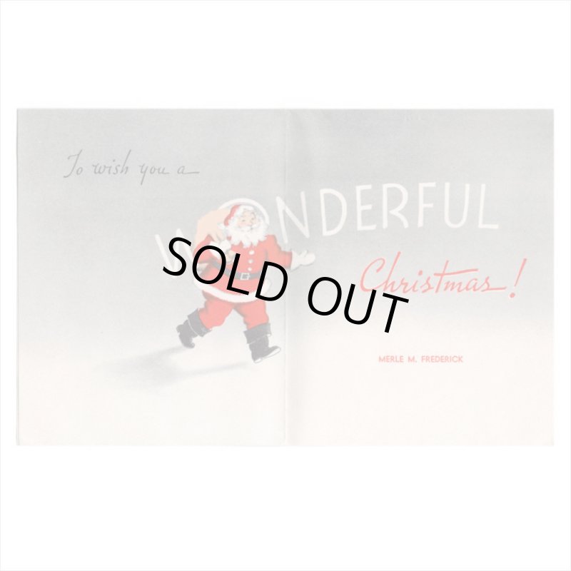 アンティーククリスマスカード紙もの｜ソファーで休憩するサンタクロース1940年代