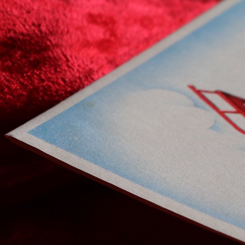 アンティーククリスマスカード紙もの|子羊とソリに乗る天使アンティーク1940年代