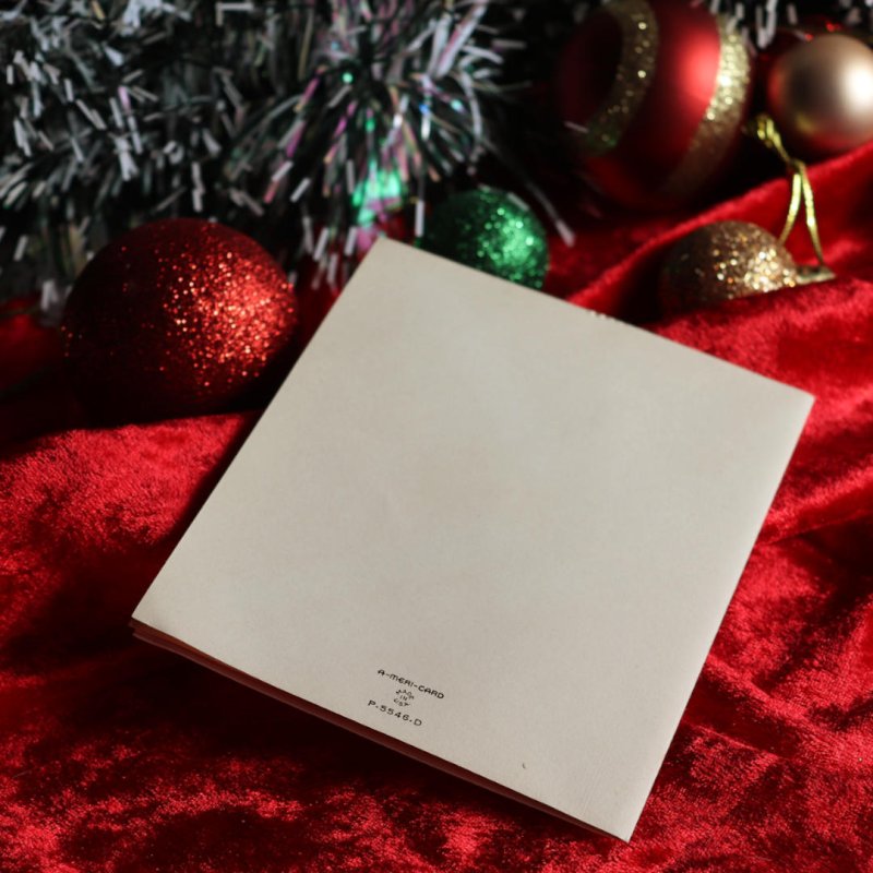 アンティーククリスマスカード紙もの|子羊とソリに乗る天使アンティーク1940年代