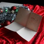 アンティーククリスマスカード紙もの｜子羊とソリに乗る天使アンティーク1940年代